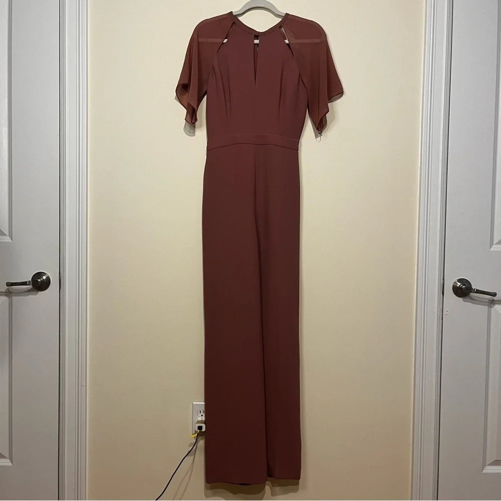 NWT REISS Scarlet Chiffon Rosewater Flutter Sleeve Jumpsuit Romper - Picture 3 of 11